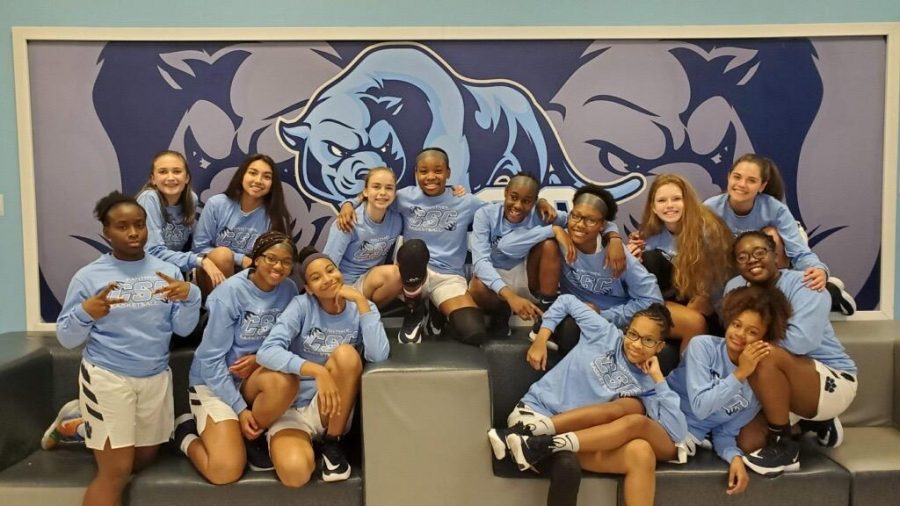 Smiles emerge as player for the CSC girls Basketball team get ready to play a home game last year. Lead by head coach Kate Hearn, the Panthers hope to seek a win. “This team is special and they have what it takes to win” former student Kirsten Woods said.