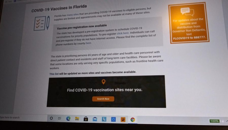 Above is the homepage to Florida’s Department of Public Health Website, where you can find out more information of making an appointment and vaccine sites.