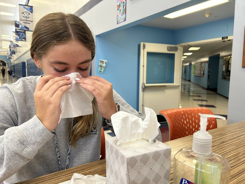 Charter panther experiencing one of many sicknesses in this school. Being sick is the worst feeling. said sophomore Claire OConnor.