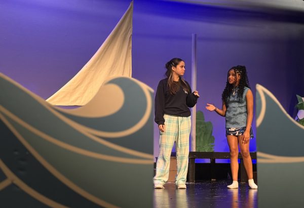 Moana and Maui rehearsing for the middle school theatres production of Moana Jr.