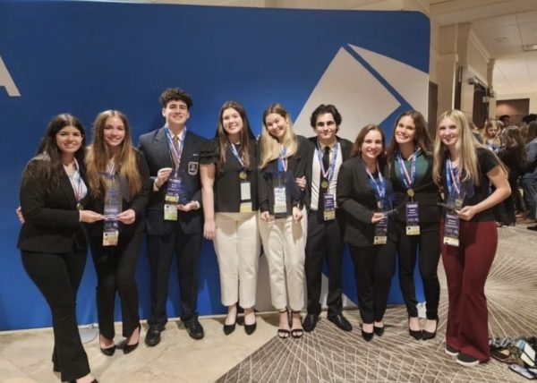The schools DECA team after winning at States.