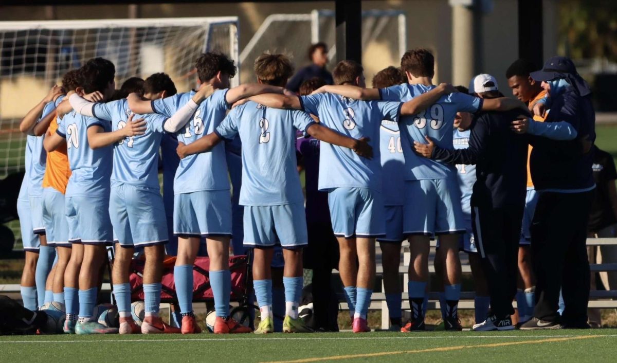 The boys soccer team final game.