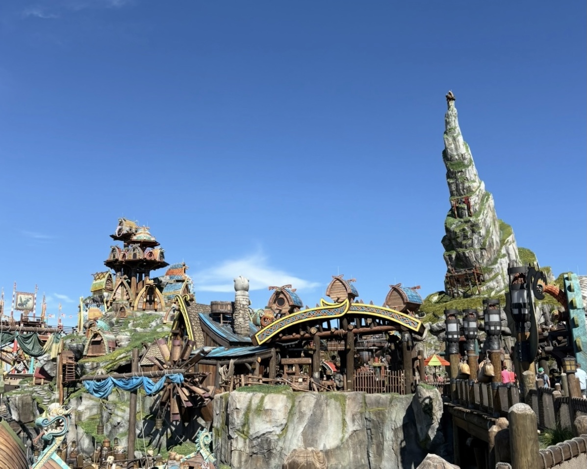 The main landscape of “How to Train Your Dragon” themed land in Universal's "Epic Universe".