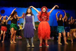 Senior Miranda Olivares and Junior Ashley Hearn performing in Seussical the Musical.