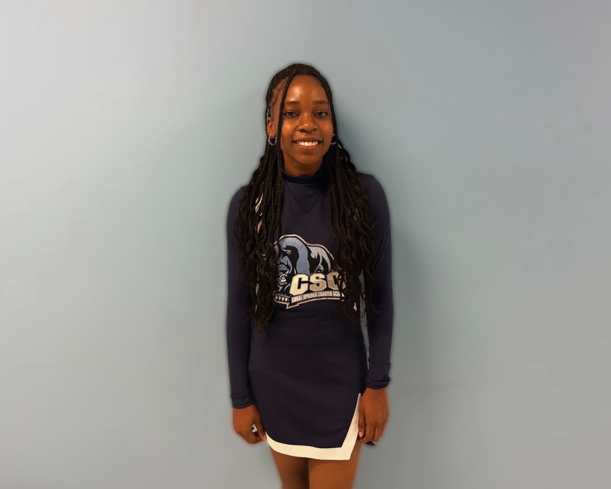 Freshman Rachell Williams. New addition to the varsity cheer team at Coral Springs Charter. 